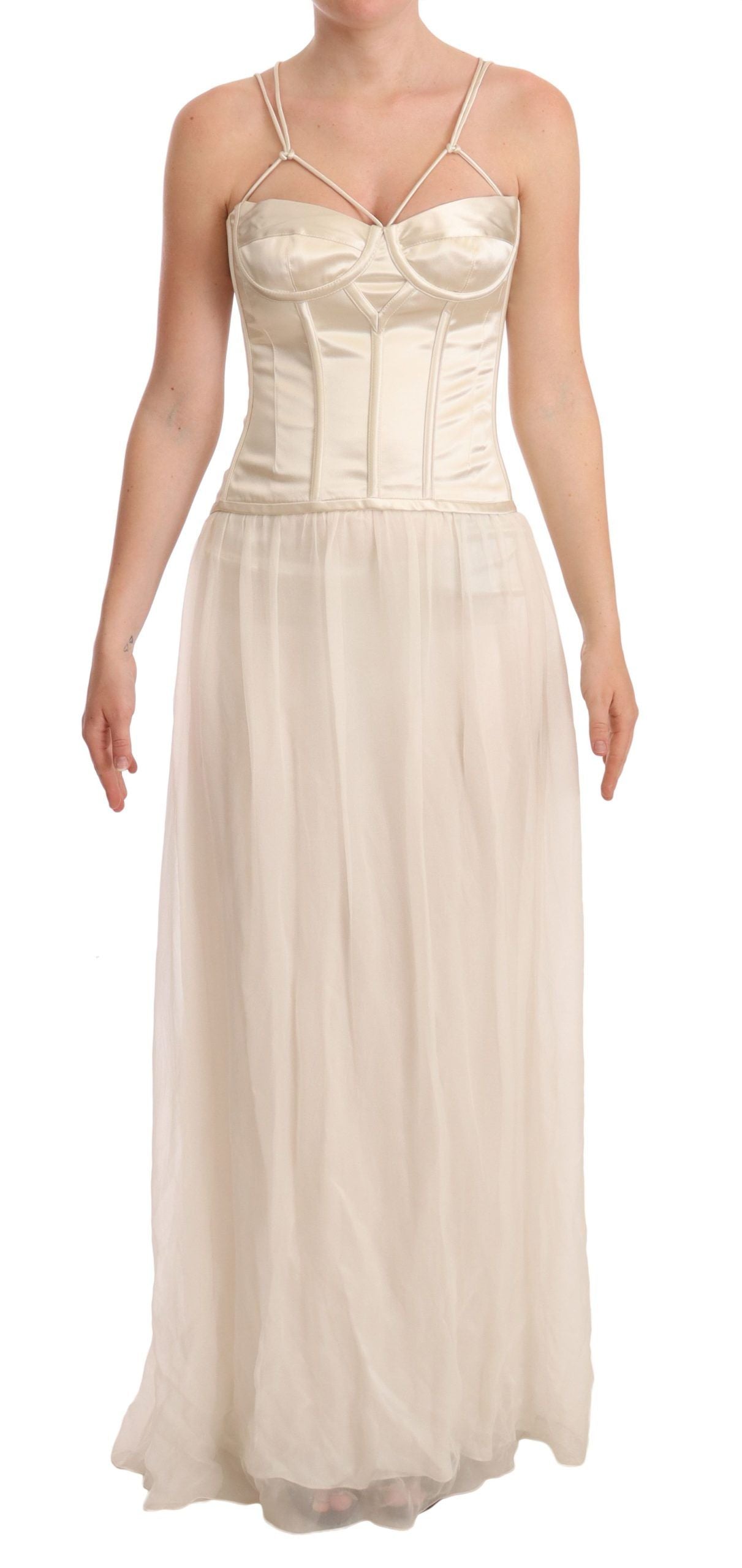 Dolce & Gabbana Elegant Off White Silk Blend Long Gown