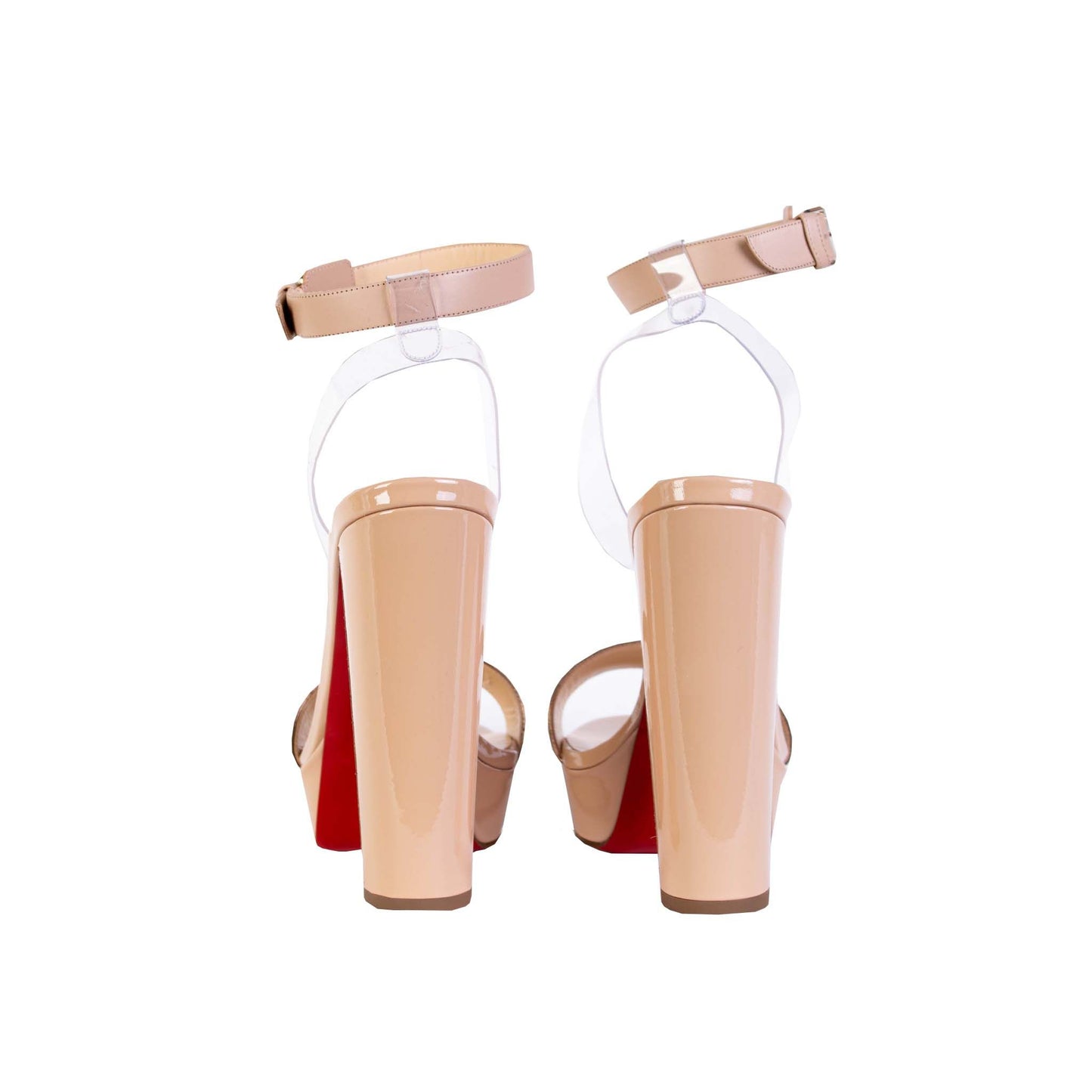 Christian Louboutin Elegant Pink Patent Leather Sandals with Cherry Heel