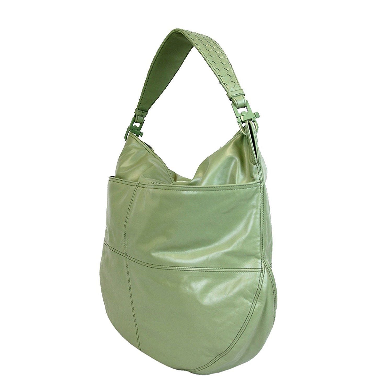 Bottega Veneta Bottega Veneta Women Green Leather Hobo Woven Detail Bag