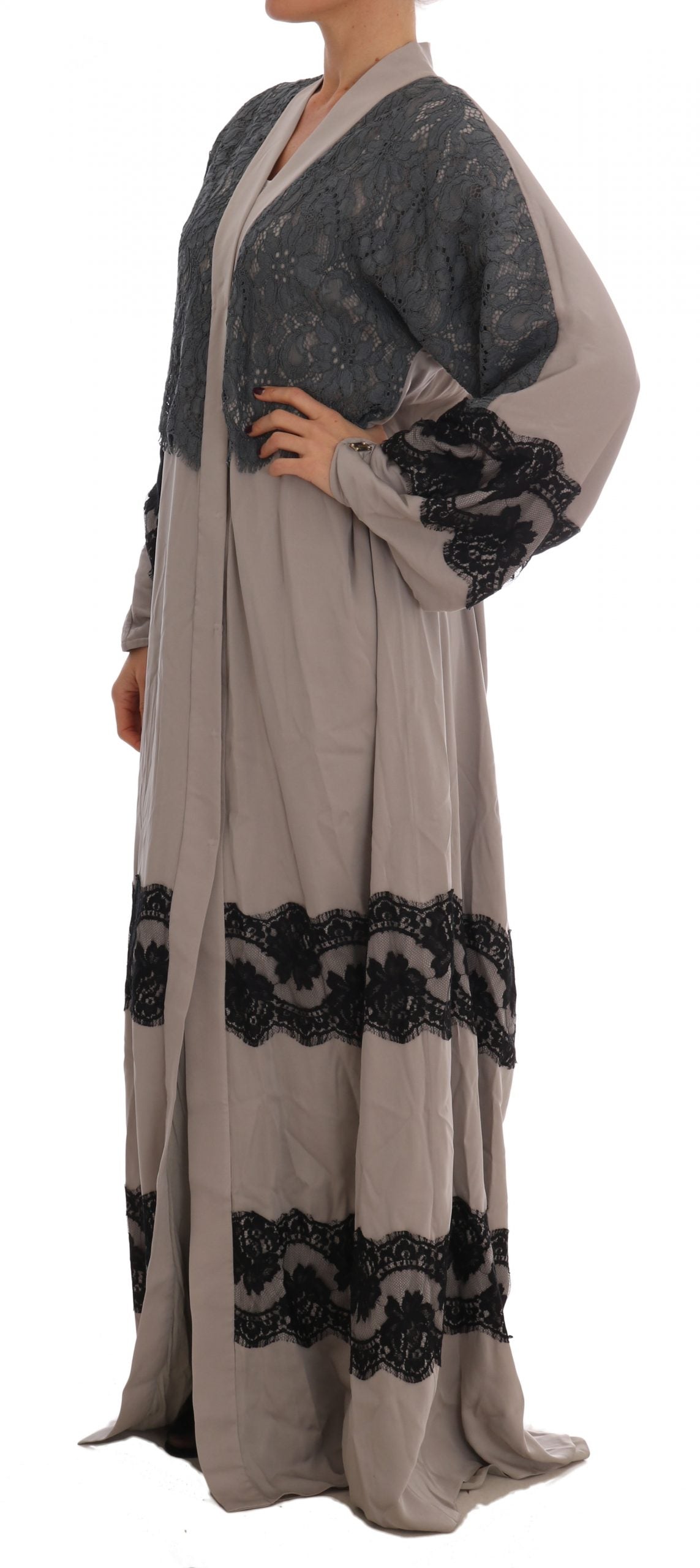 Dolce & Gabbana Elegant Cape Kaftan Dress in Gray