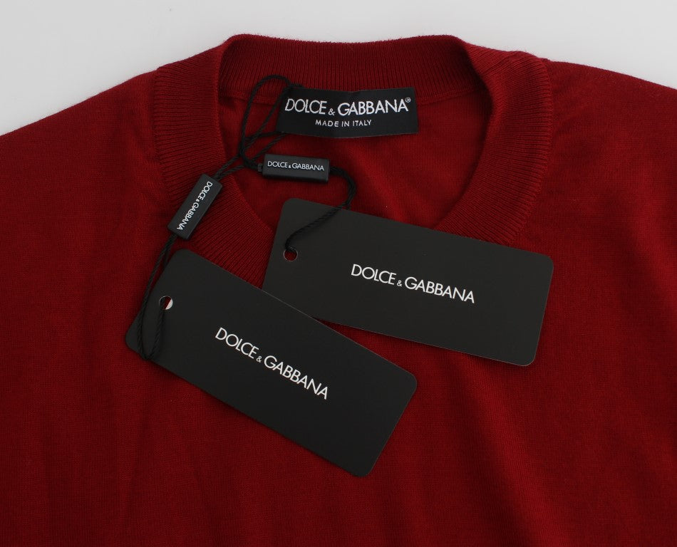 Dolce & Gabbana Elegant Scarlet Cashmere Crew-Neck Sweater