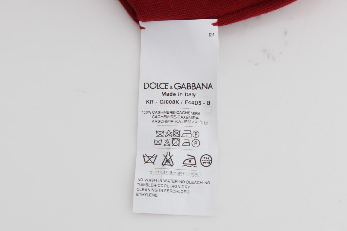 Dolce & Gabbana Elegant Scarlet Cashmere Crew-Neck Sweater