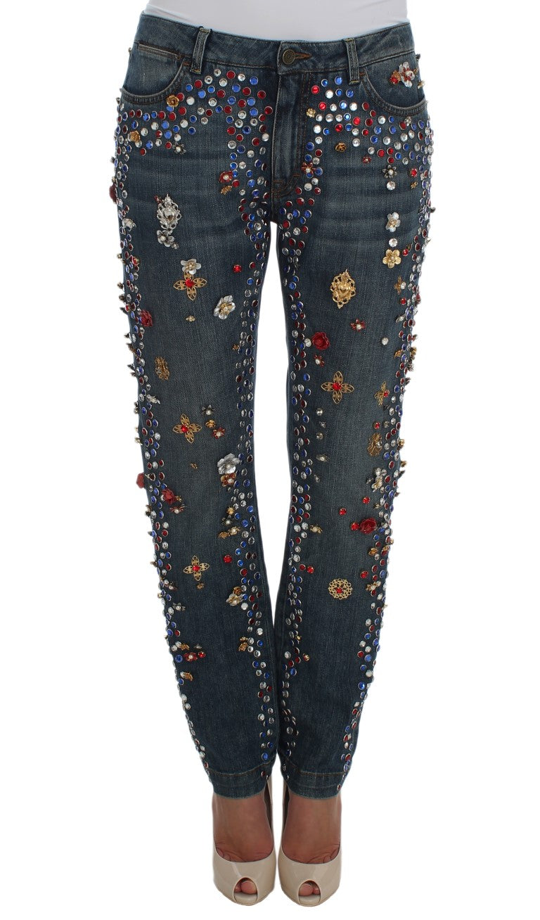 Dolce & Gabbana Enchanted Sicily Crystal Heart Boyfriend Jeans