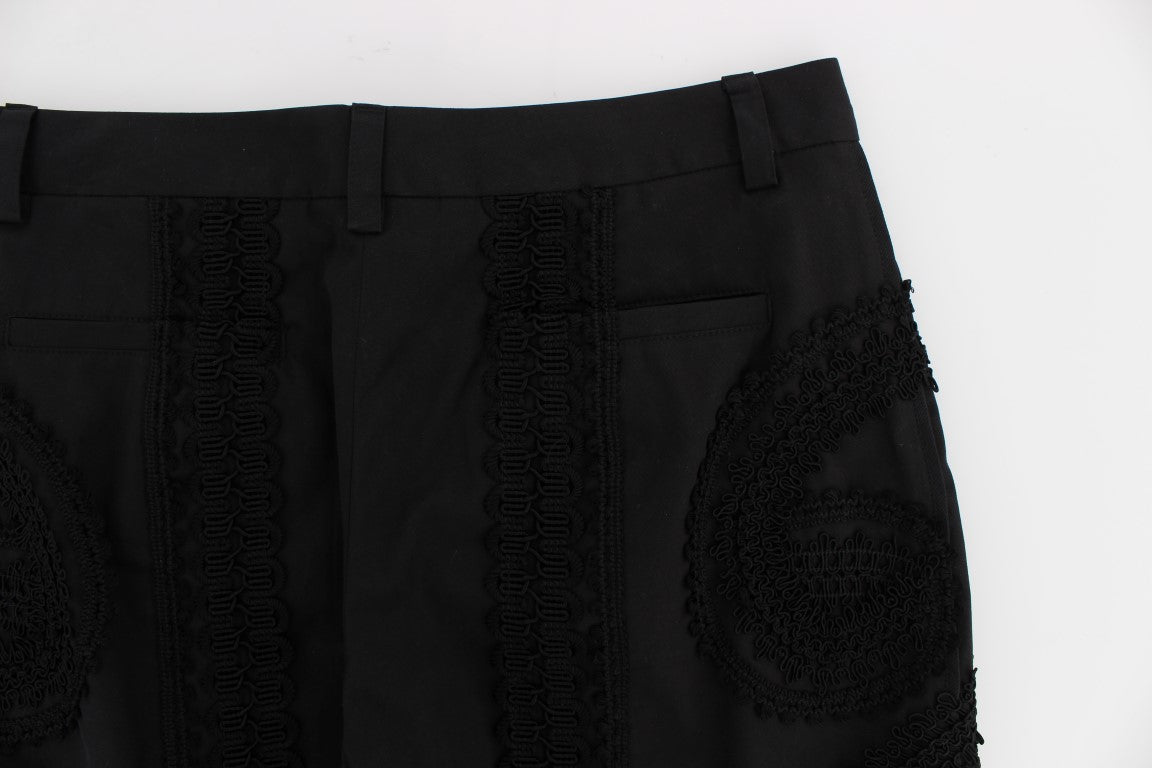 Dolce & Gabbana Black Cotton Stretch Torero Capris Pants