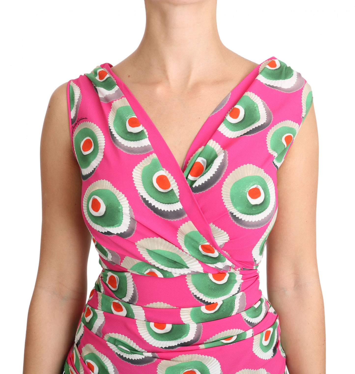 Dolce & Gabbana Pink Silk Stretch Sicilian Cake Top