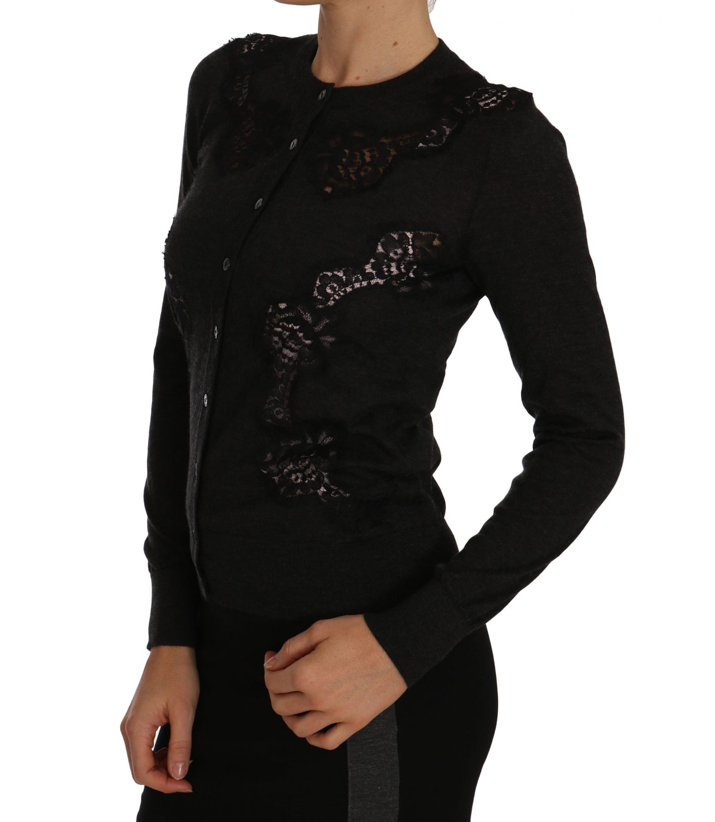 Dolce & Gabbana Chic Floral Lace Cashmere Blend Cardigan