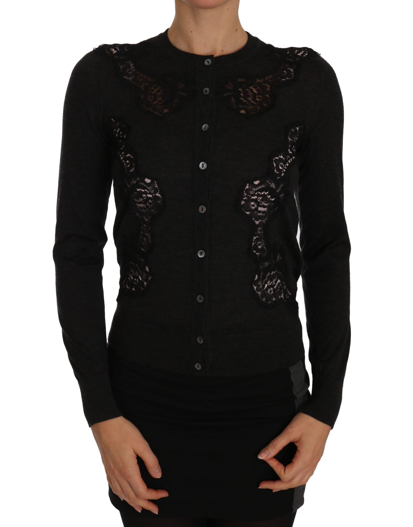 Dolce & Gabbana Chic Floral Lace Cashmere Blend Cardigan