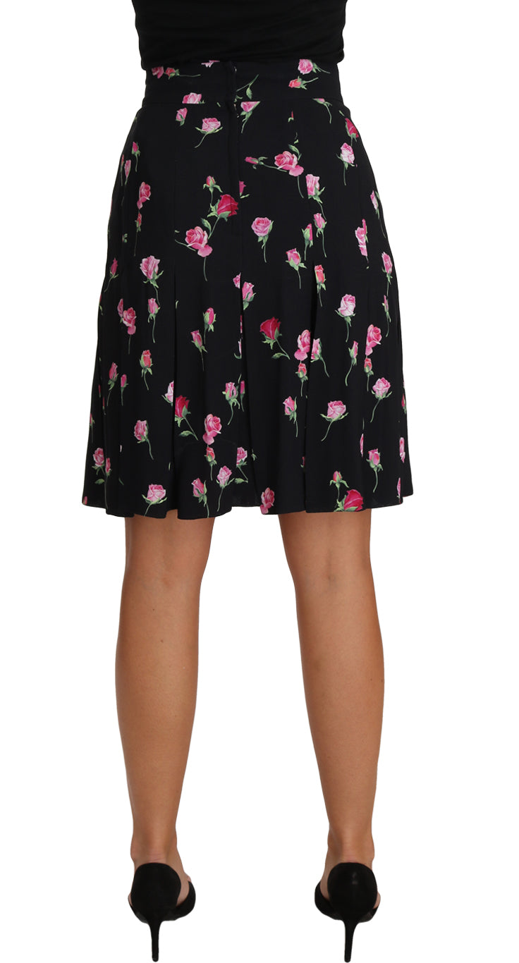 Dolce & Gabbana Elegant Rose Print A-Line Skirt