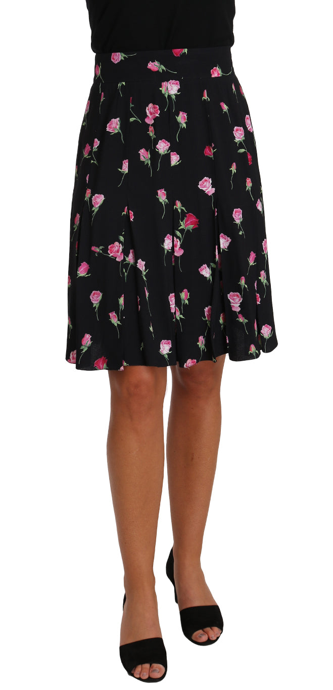 Dolce & Gabbana Elegant Rose Print A-Line Skirt