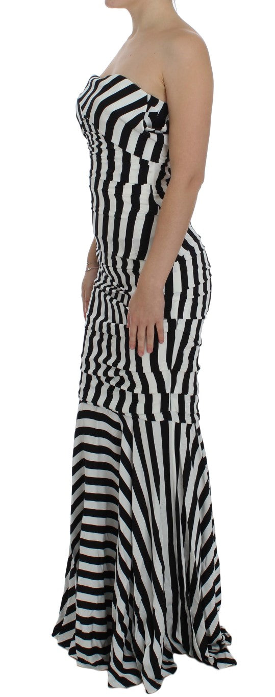 Dolce & Gabbana Chic Black & White Striped Silk Dress