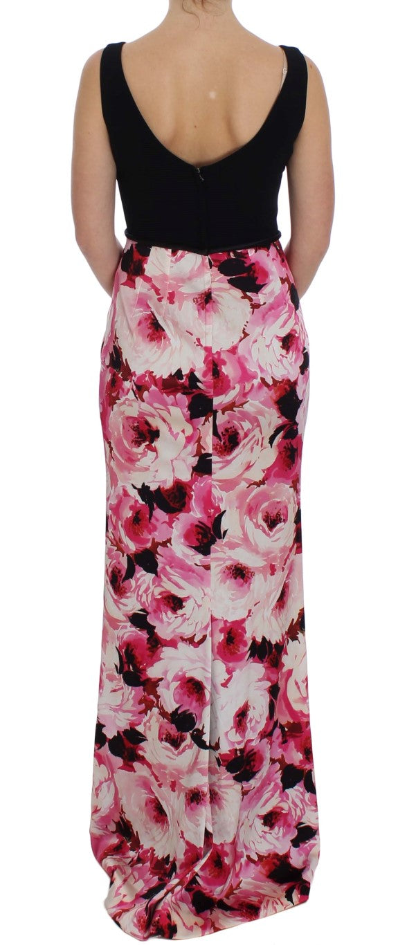 Dolce & Gabbana Pink Floral Print Long Maxi Sheath Dress