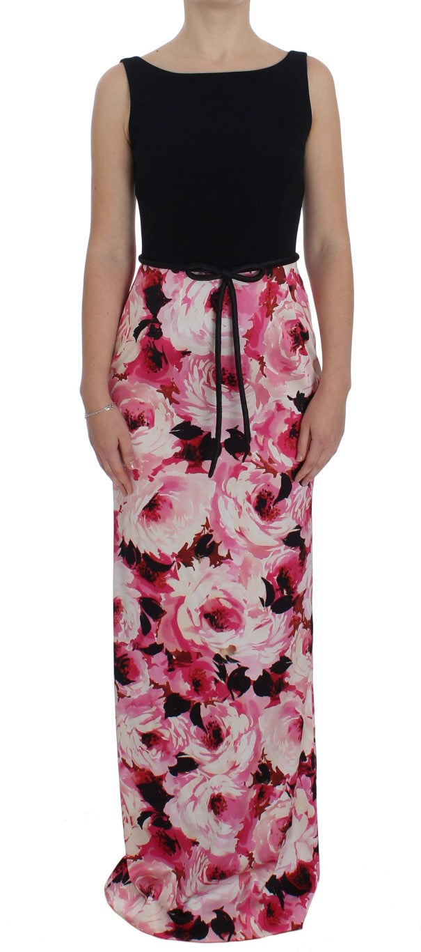 Dolce & Gabbana Pink Floral Print Long Maxi Sheath Dress