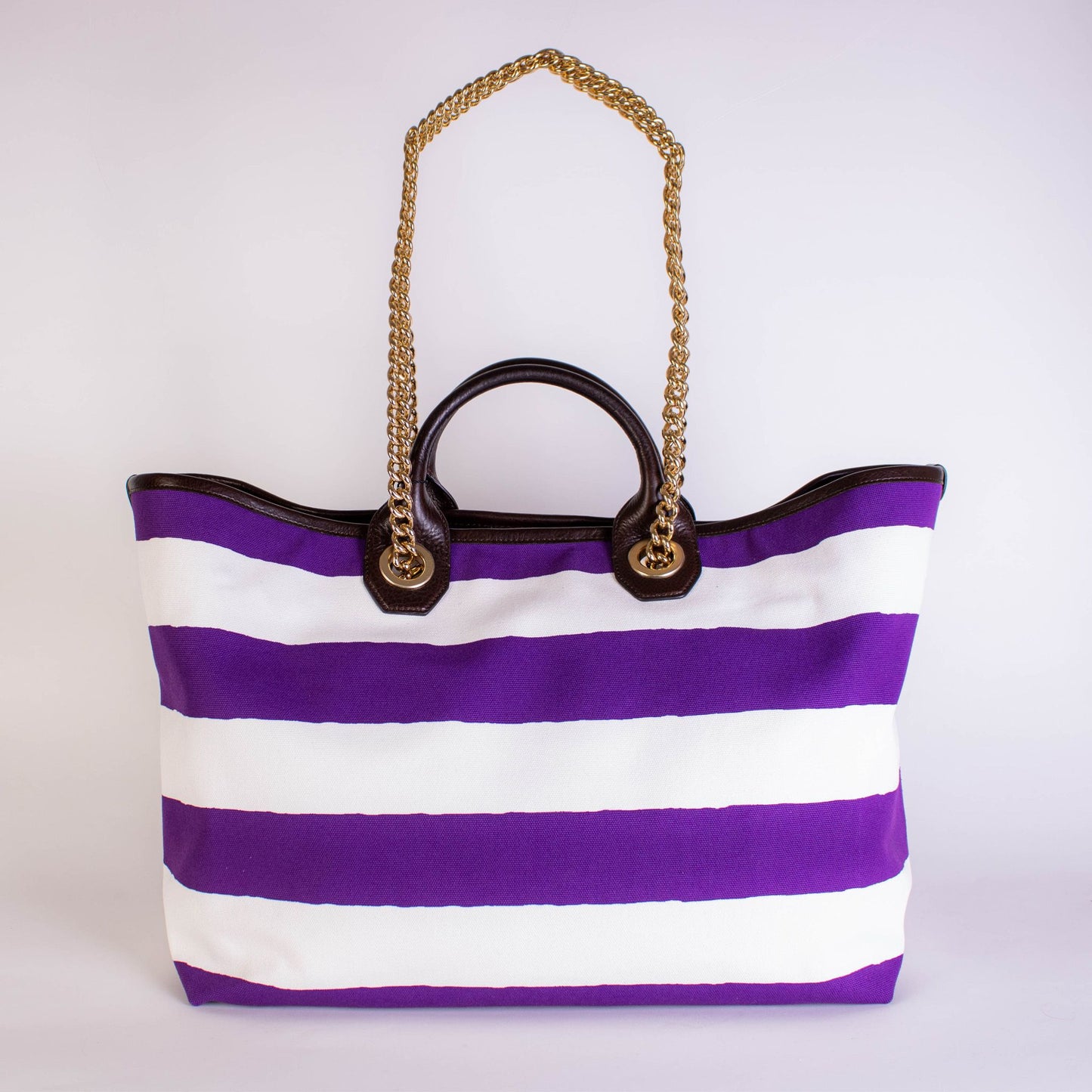 Dolce & Gabbana Elegant Striped Over Beach Handbag