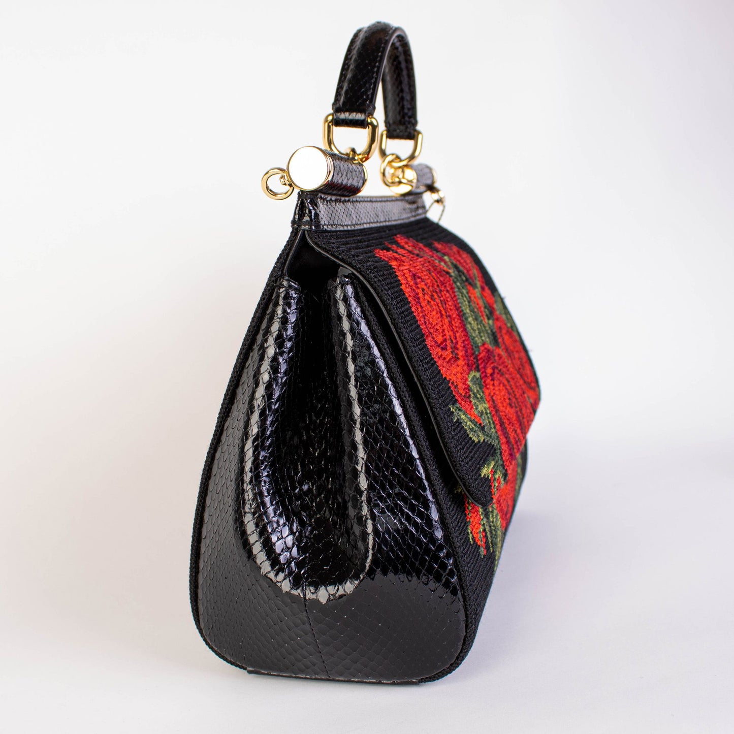 Dolce & Gabbana Elegant Roses Embroidered Leather Handbag