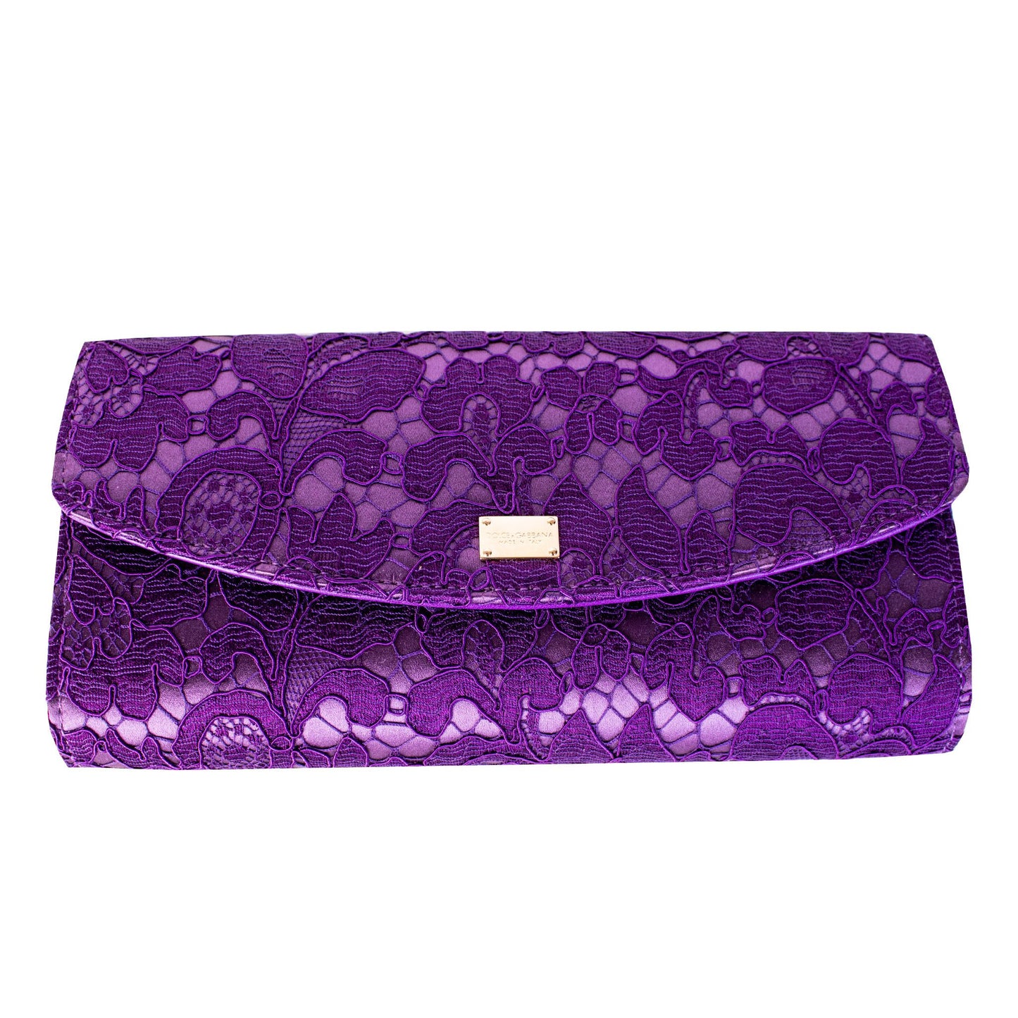 Dolce & Gabbana Elegant Purple Lace Clutch Bag