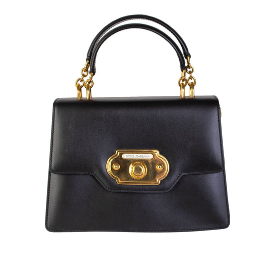 Dolce & Gabbana Elegant Black Leather Welcome Handbag