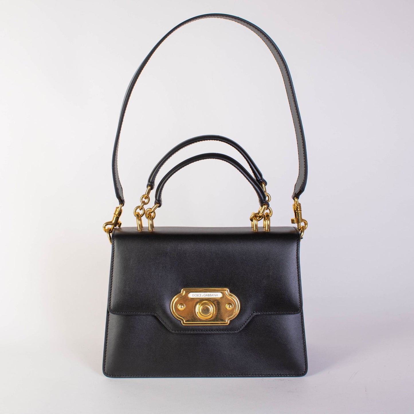 Dolce & Gabbana Elegant Black Leather Welcome Handbag