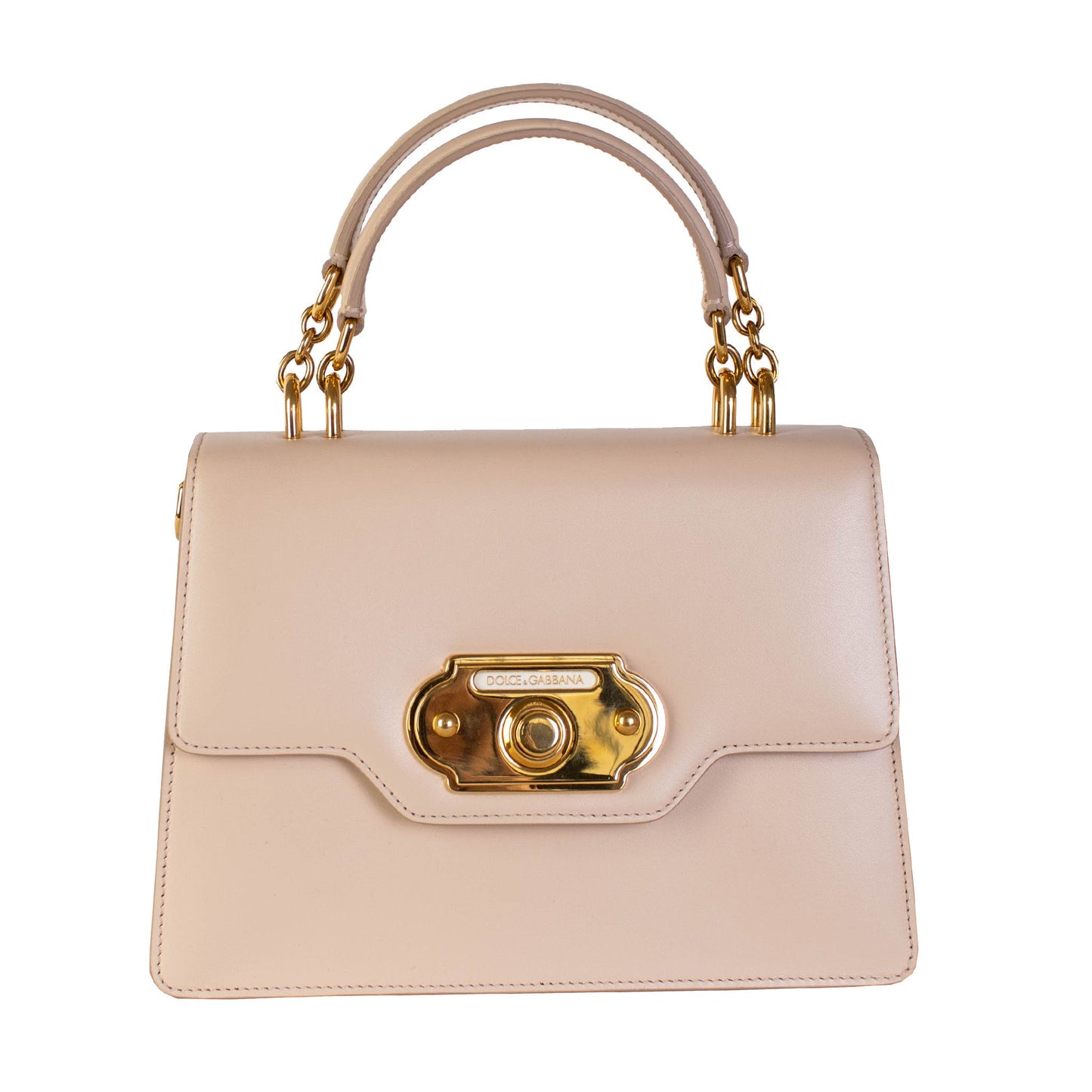 Dolce & Gabbana Elegant Beige Leather Welcoming Handbag