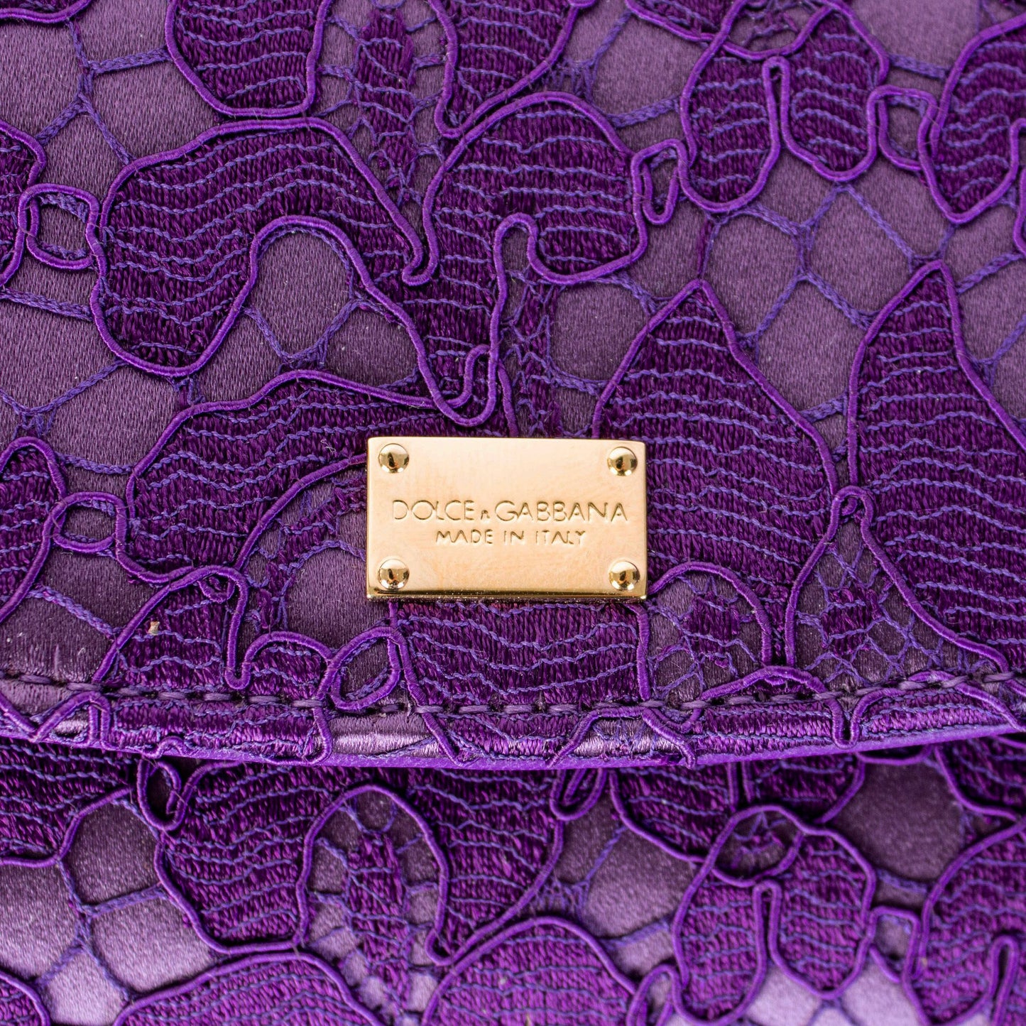 Dolce & Gabbana Elegant Purple Lace Clutch Bag