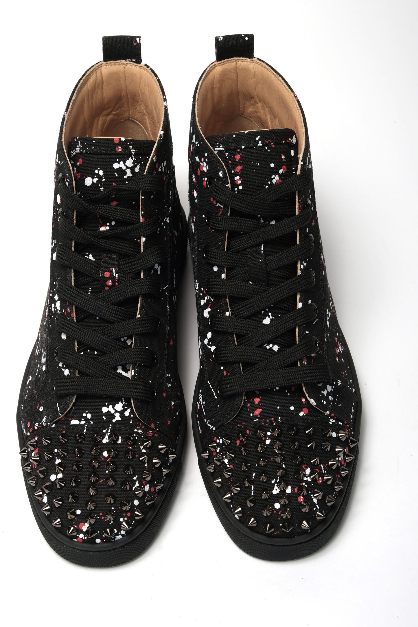 Christian Louboutin Black/Black Gun Lou Spikes Orlato Flat Shoes