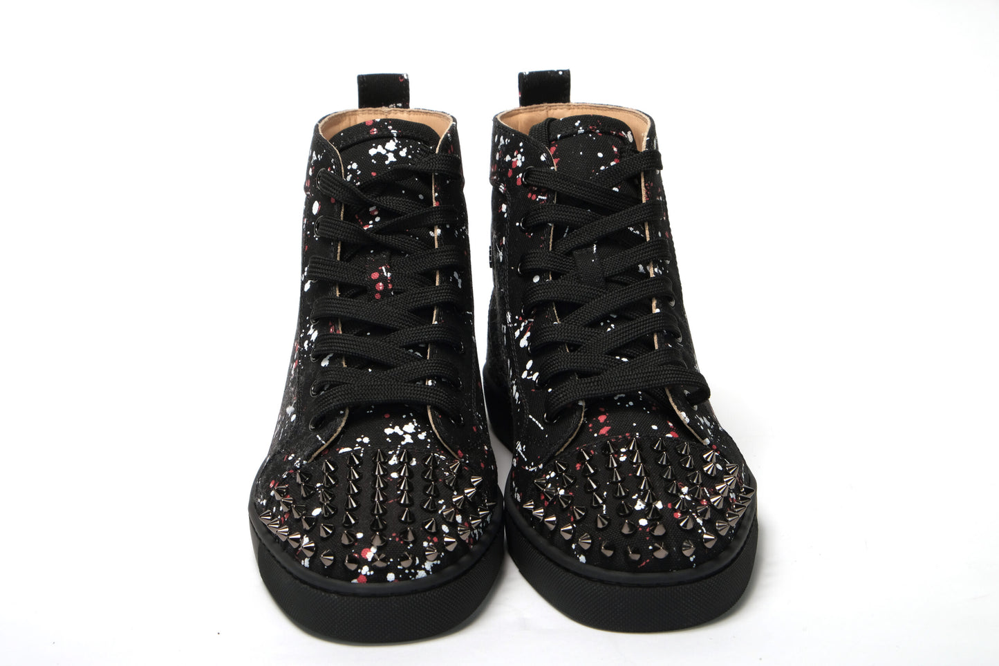 Christian Louboutin Black/Black Gun Lou Spikes Orlato Flat Shoes