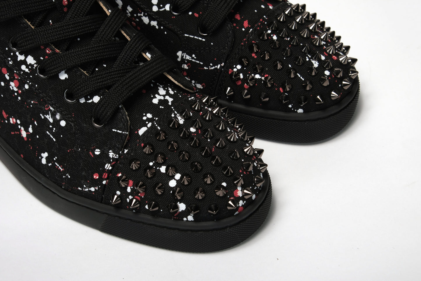 Christian Louboutin Black/Black Gun Lou Spikes Orlato Flat Shoes