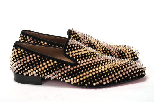 Christian Louboutin Black Multi/ Metal Galvalion Flat Veau Shoes