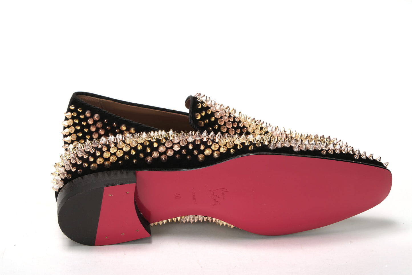 Christian Louboutin Black Multi/ Metal Galvalion Flat Veau Shoes