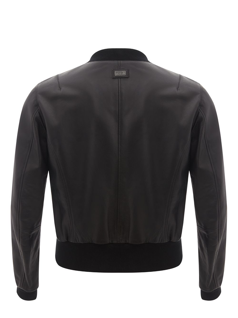 Dolce & Gabbana Elegant Black Leather Bomber Jacket