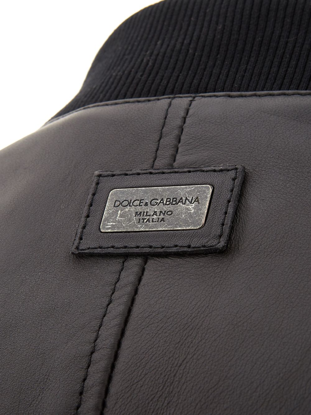 Dolce & Gabbana Elegant Black Leather Bomber Jacket