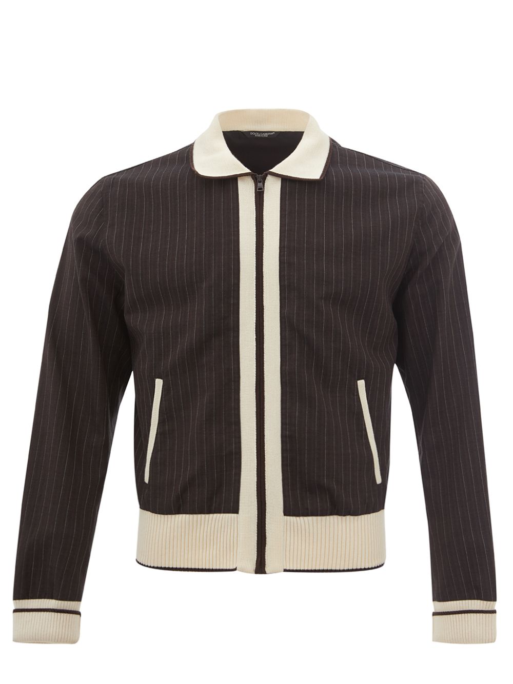 Dolce & Gabbana Elegant Grey Pinstripe Bomber Jacket