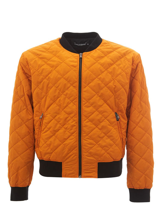 Dolce & Gabbana Quilted Orange Zip-Up Jacket