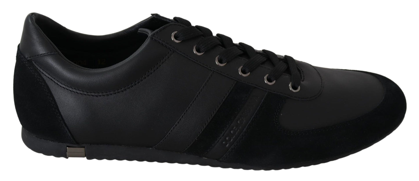 Dolce & Gabbana Elegant Black Leather Casual Sneakers