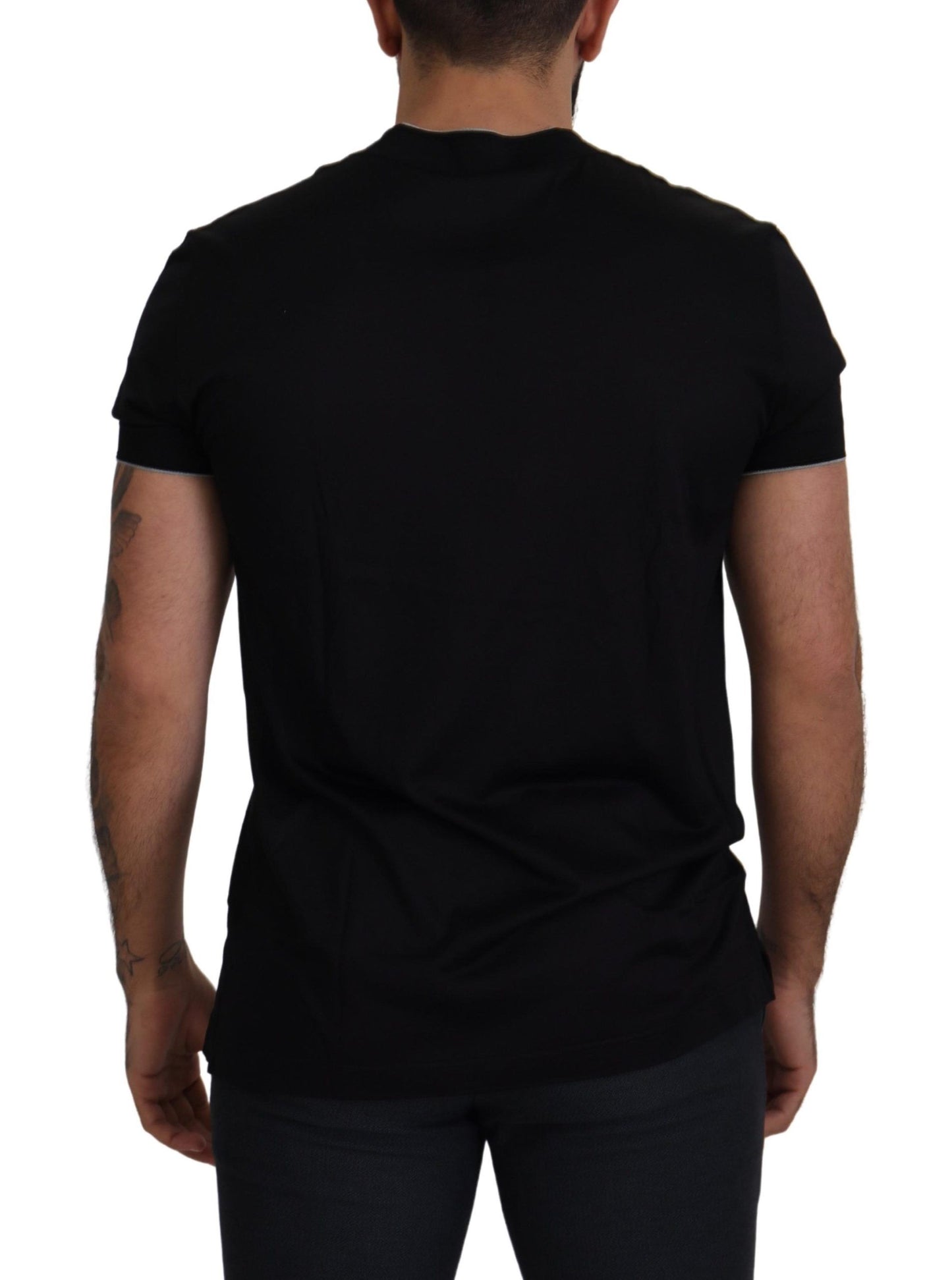 Dolce & Gabbana Black Silk V-Neck Short Sleeve T-shirt