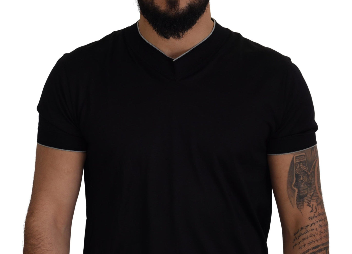 Dolce & Gabbana Black Silk V-Neck Short Sleeve T-shirt