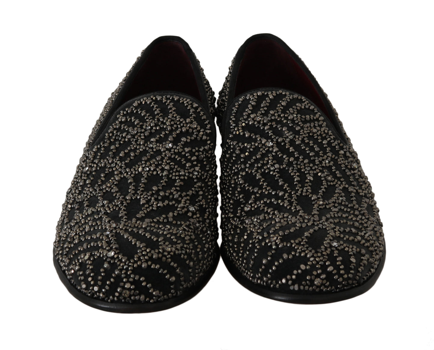 Dolce & Gabbana Elegant Black Velvet Loafers with Crystal Detail