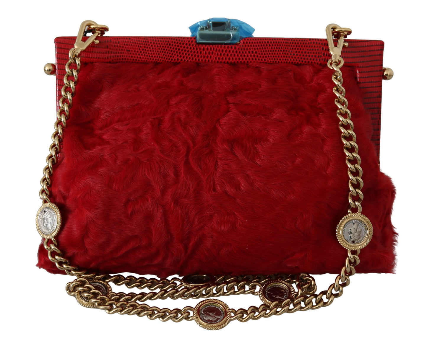 Dolce & Gabbana Opulent Red Fur VANDA Evening Clutch