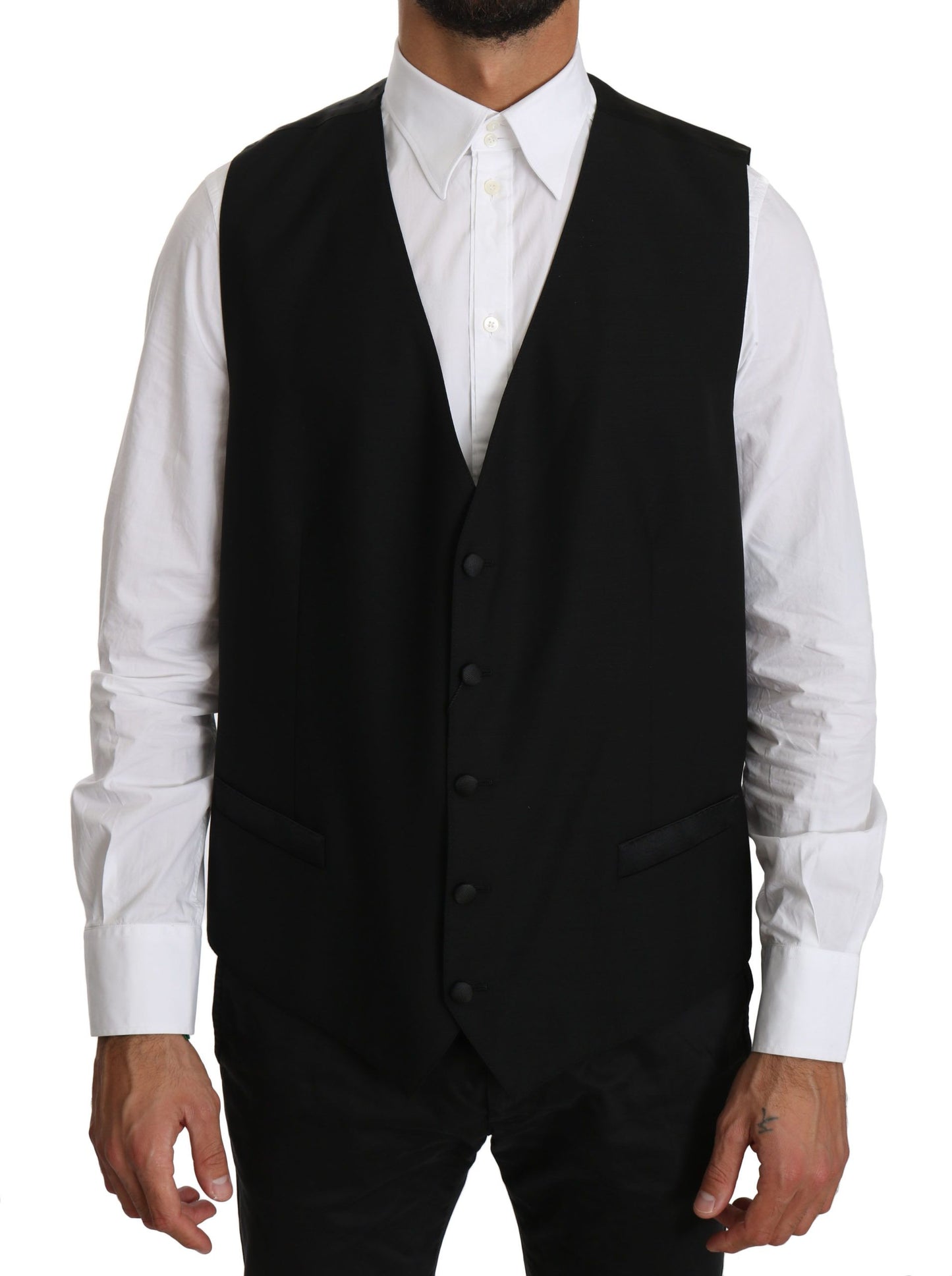 Dolce & Gabbana Elegant Black Wool Silk Vest