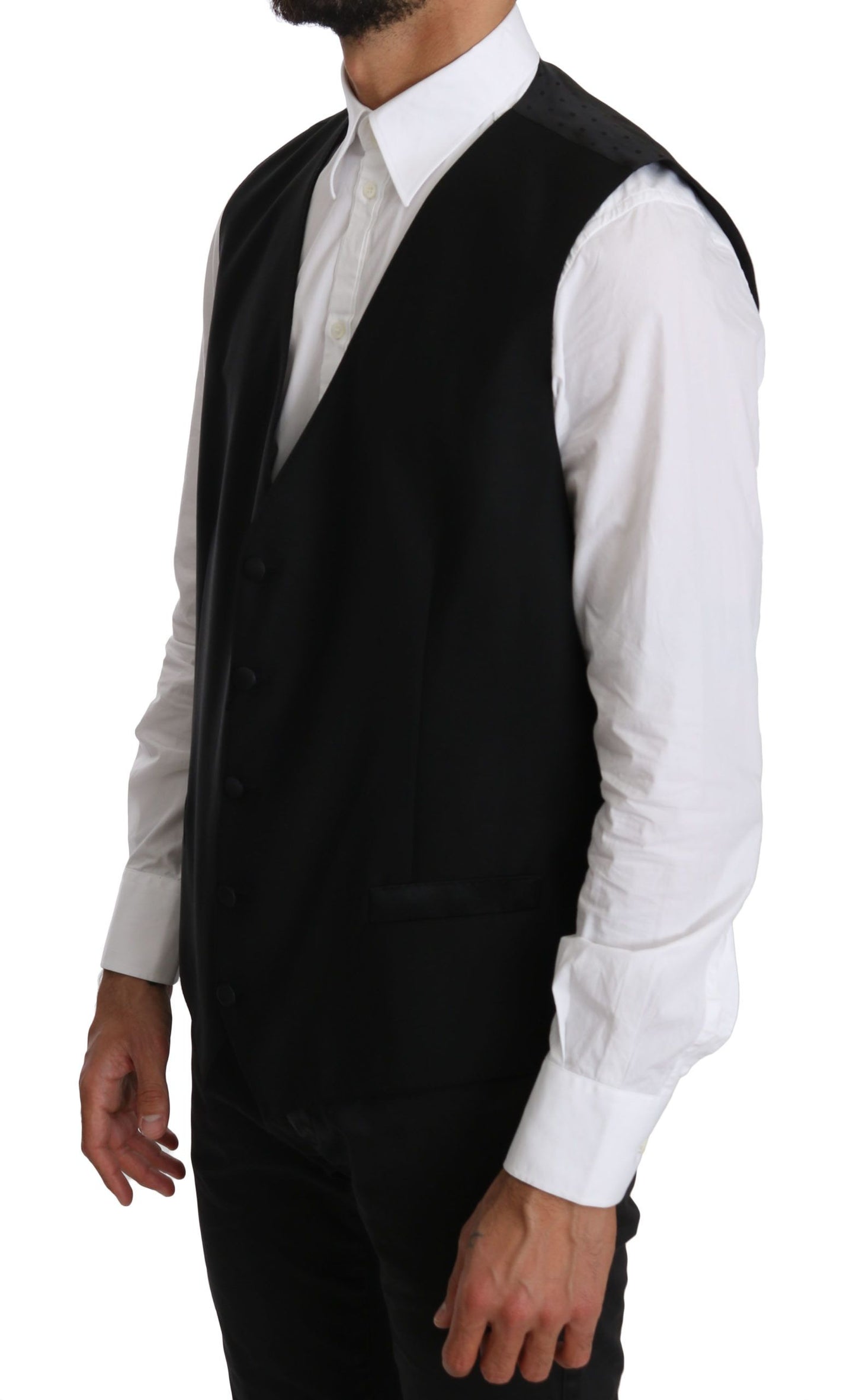 Dolce & Gabbana Elegant Black Wool Silk Vest