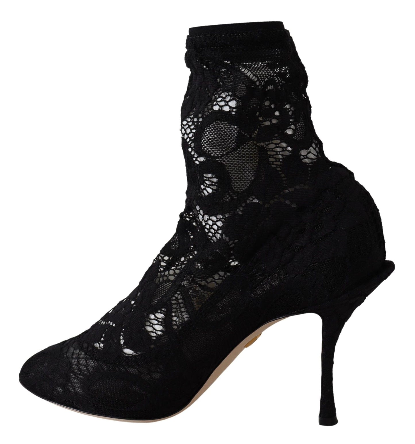 Dolce & Gabbana Black Taormina Lace Socks Pumps Boots