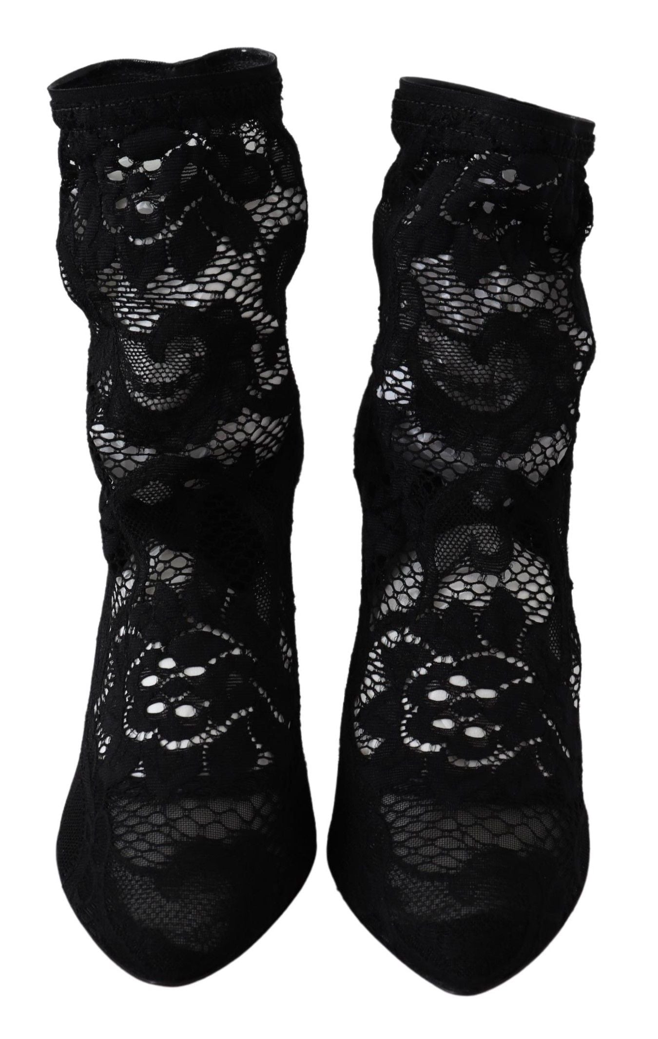 Dolce & Gabbana Black Taormina Lace Socks Pumps Boots