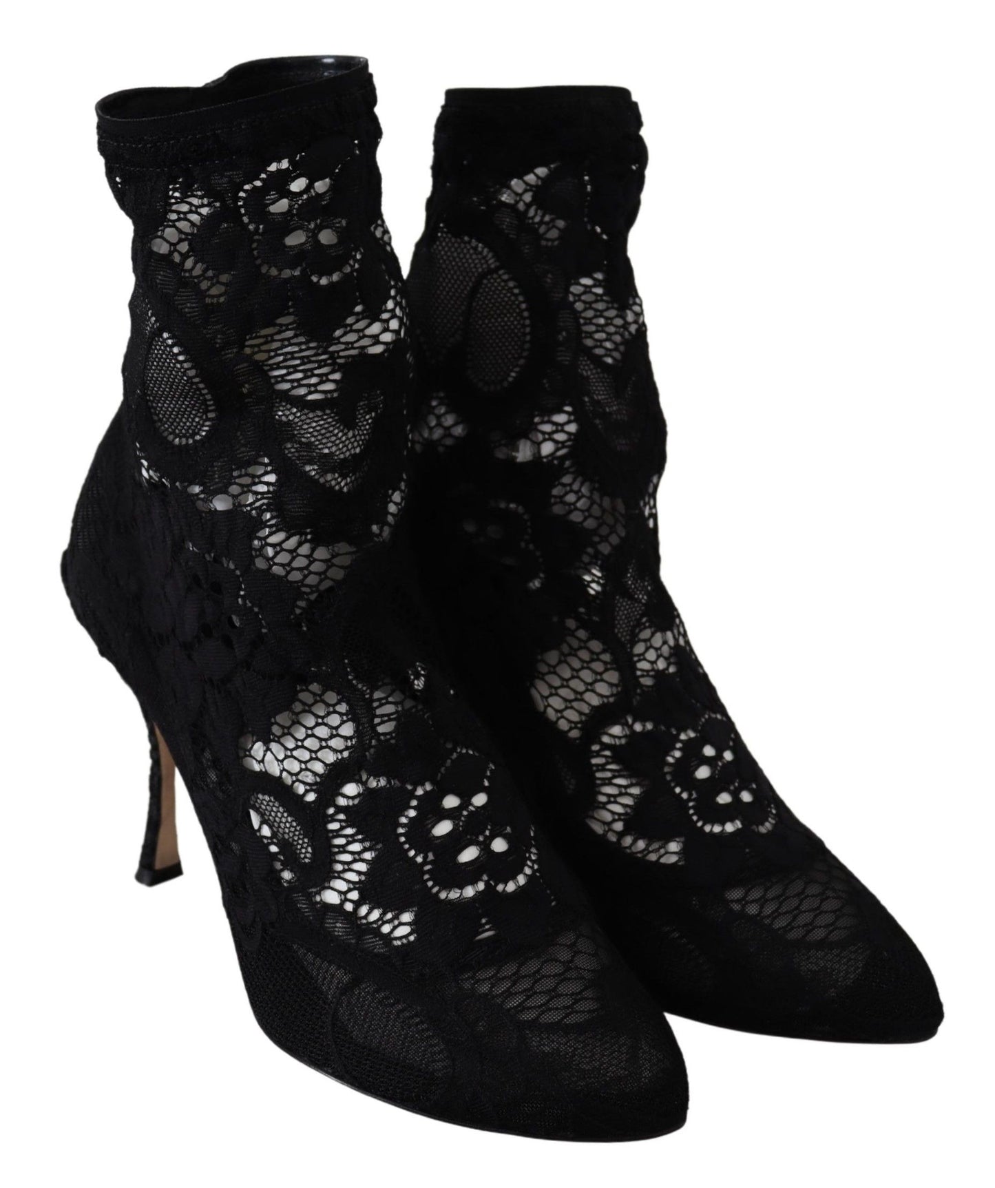 Dolce & Gabbana Black Taormina Lace Socks Pumps Boots