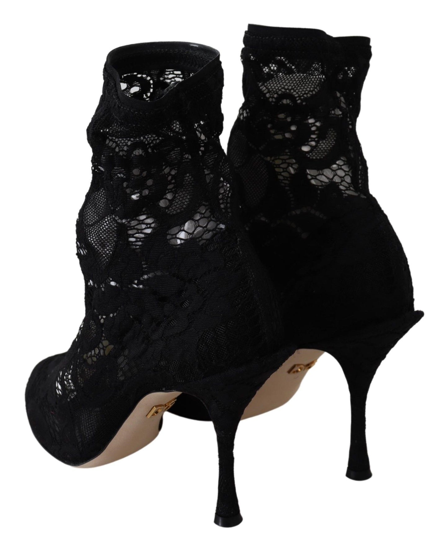 Dolce & Gabbana Black Taormina Lace Socks Pumps Boots