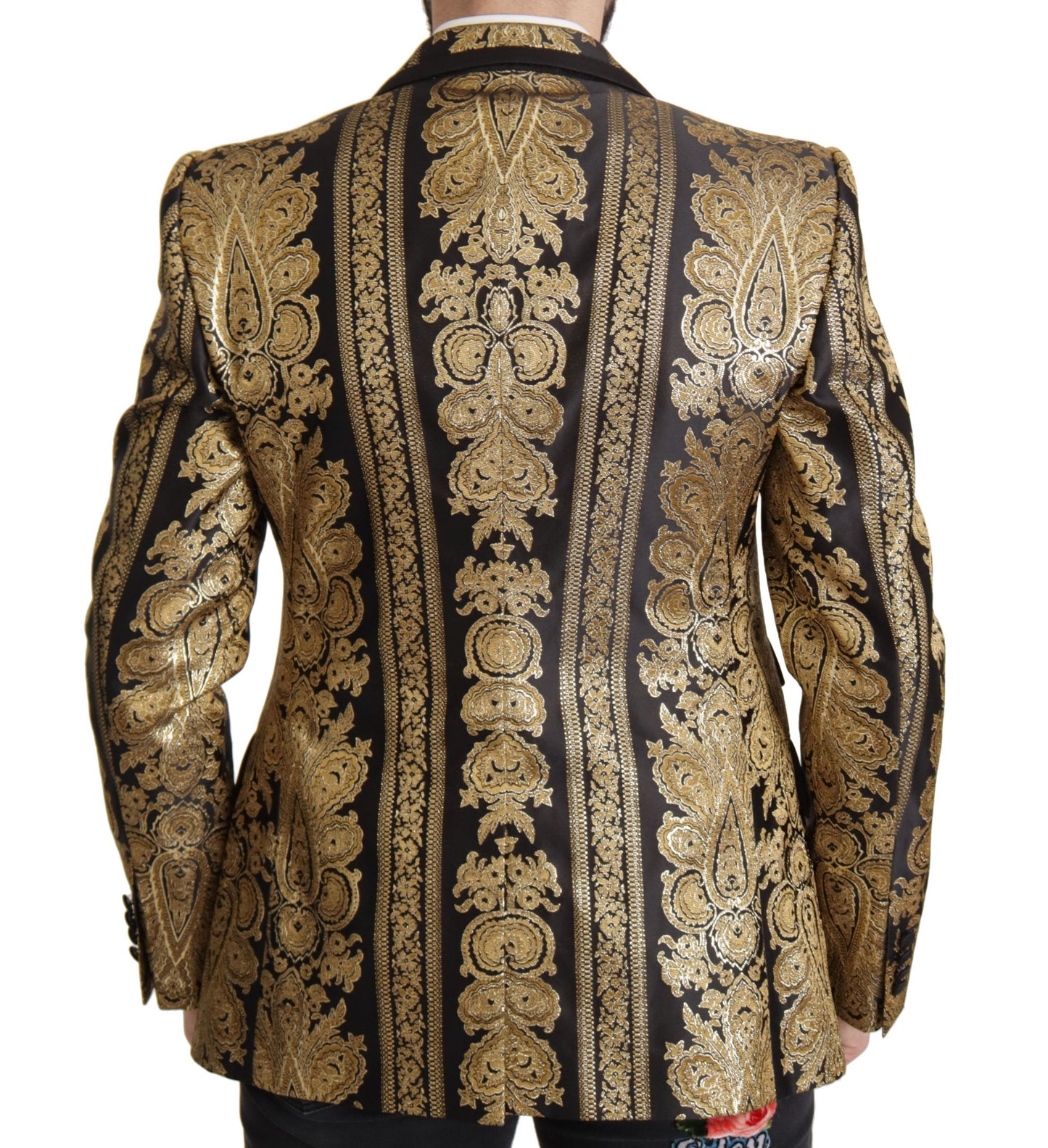 Dolce & Gabbana Black Gold Jacquard Single Breasted Blazer