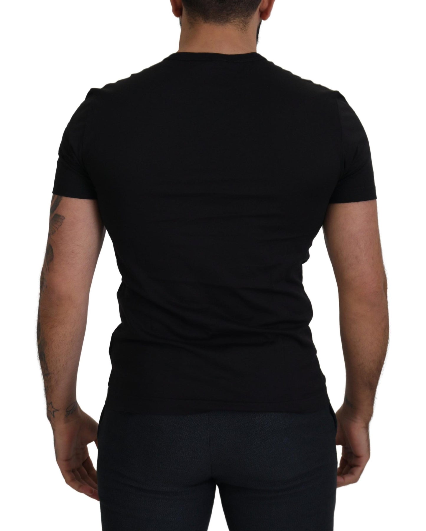 Dolce & Gabbana Elegant Cotton Crew Neck Tee with Logo Patch