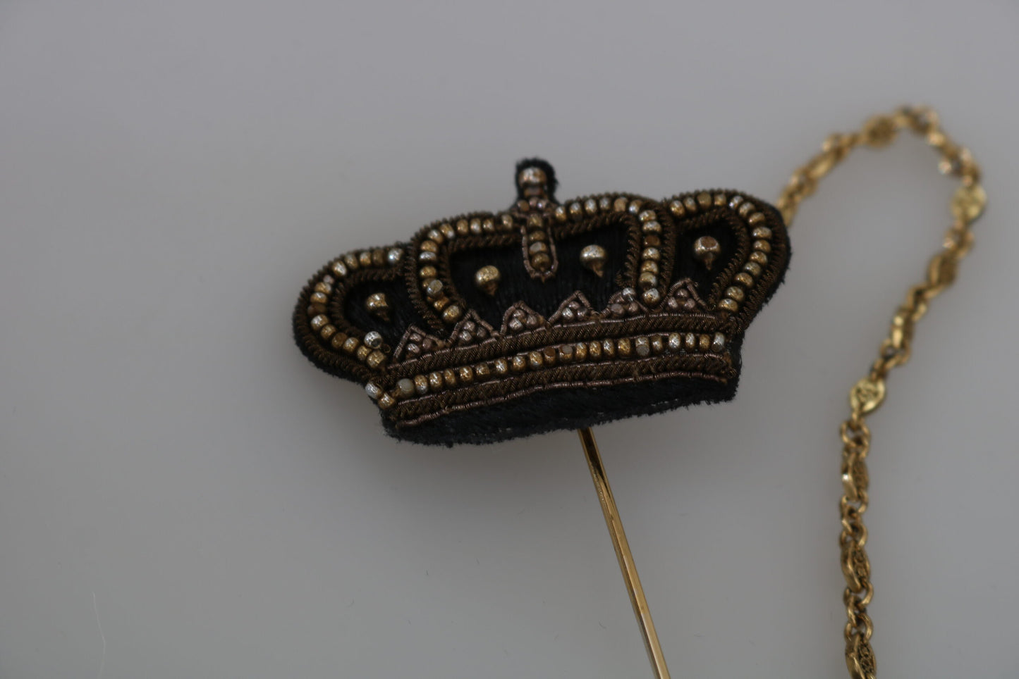 Dolce & Gabbana Regal Gold Tone Crown Brooch Pin