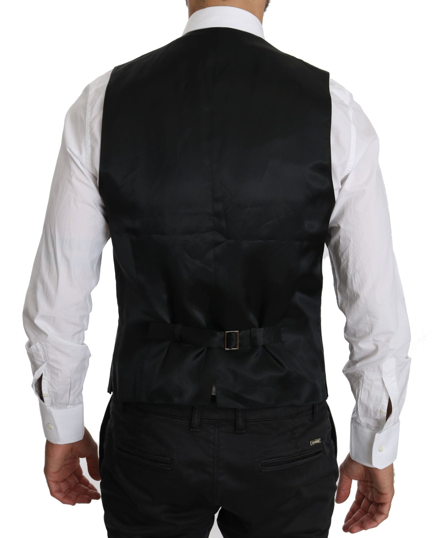 Dolce & Gabbana Black Waistcoat Formal Gilet Dress Wool  Vest