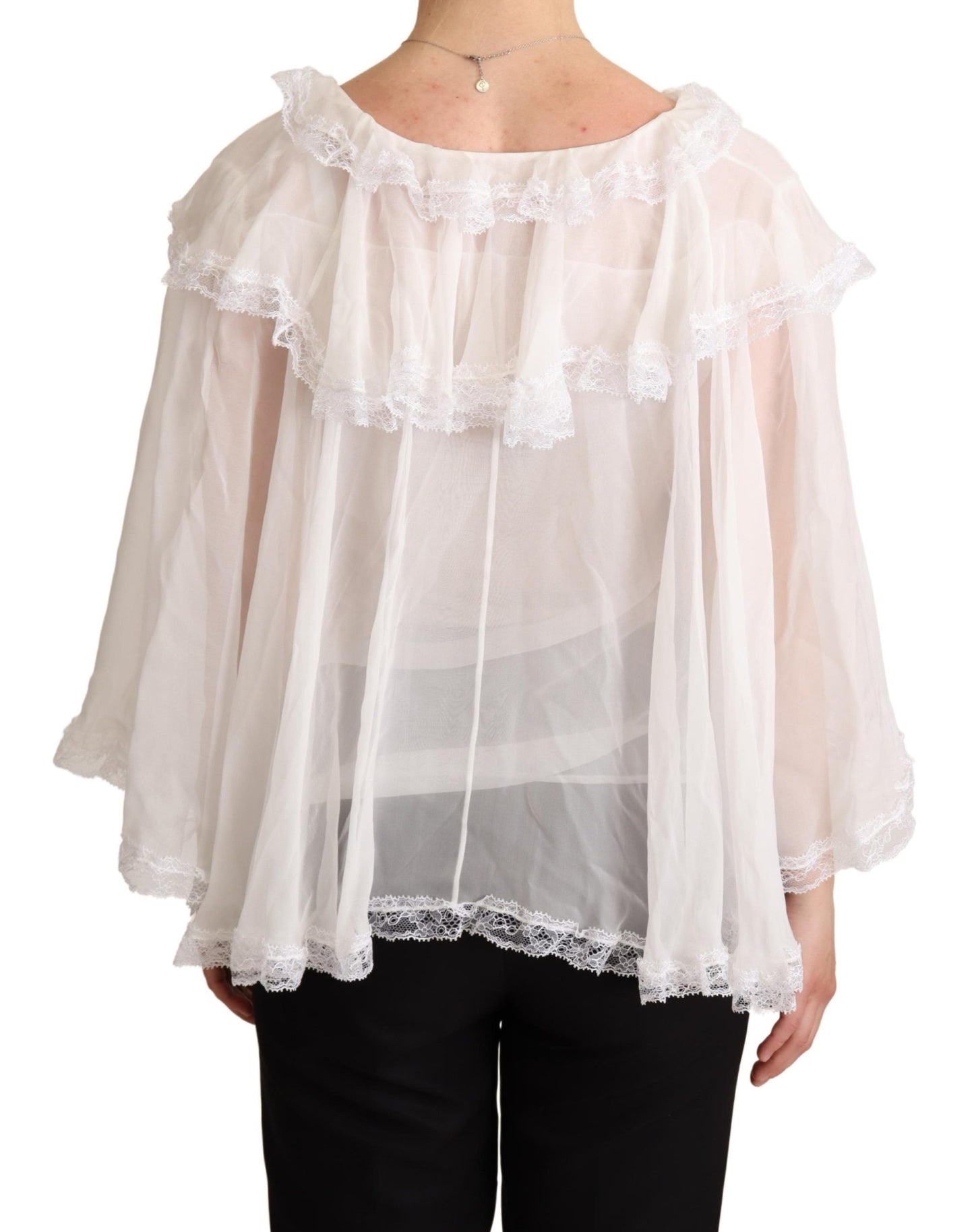 Dolce & Gabbana Elegant White Silk Long Sleeve Blouse