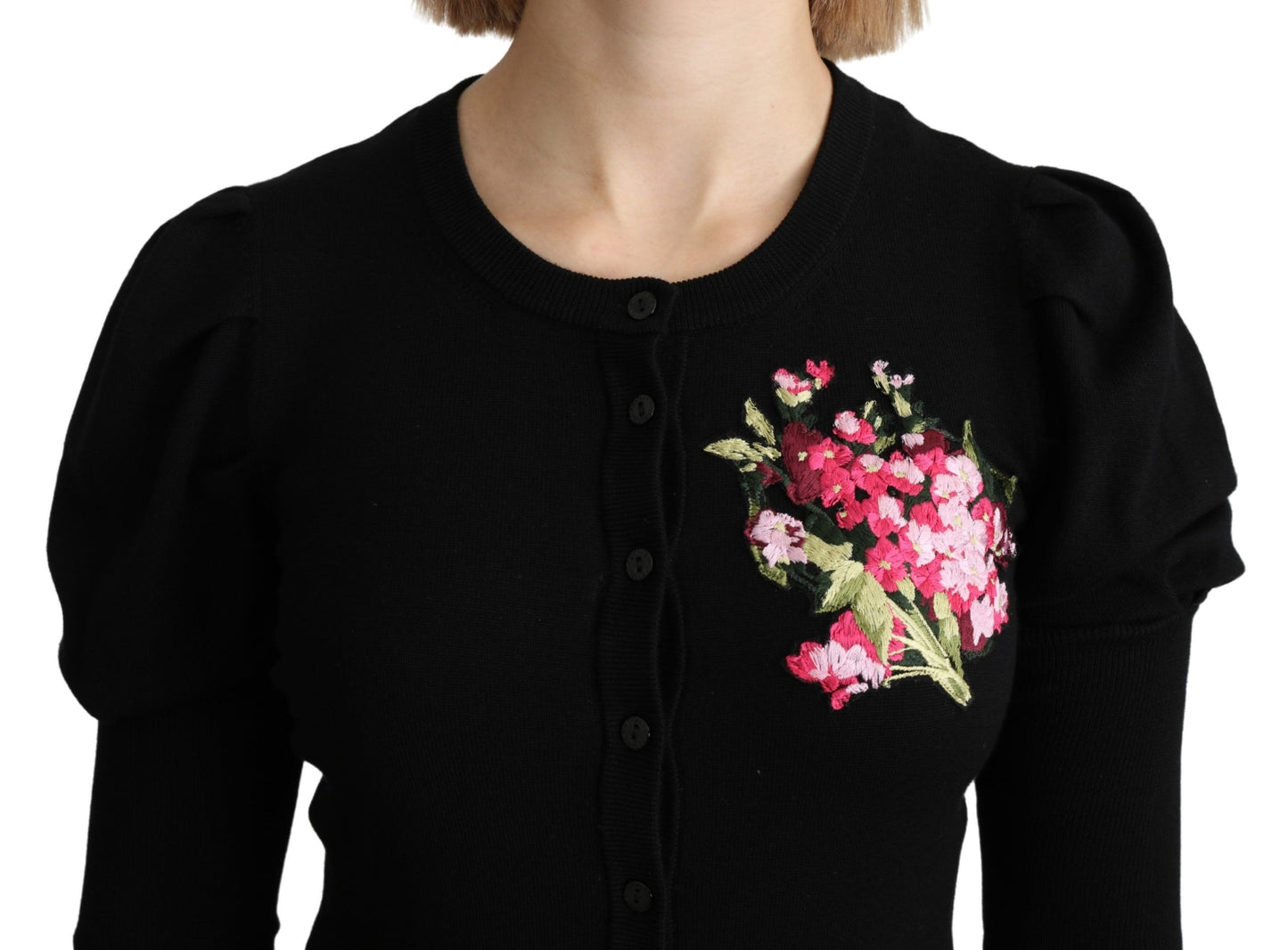 Dolce & Gabbana Elegant Floral Embroidered Wool Cardigan