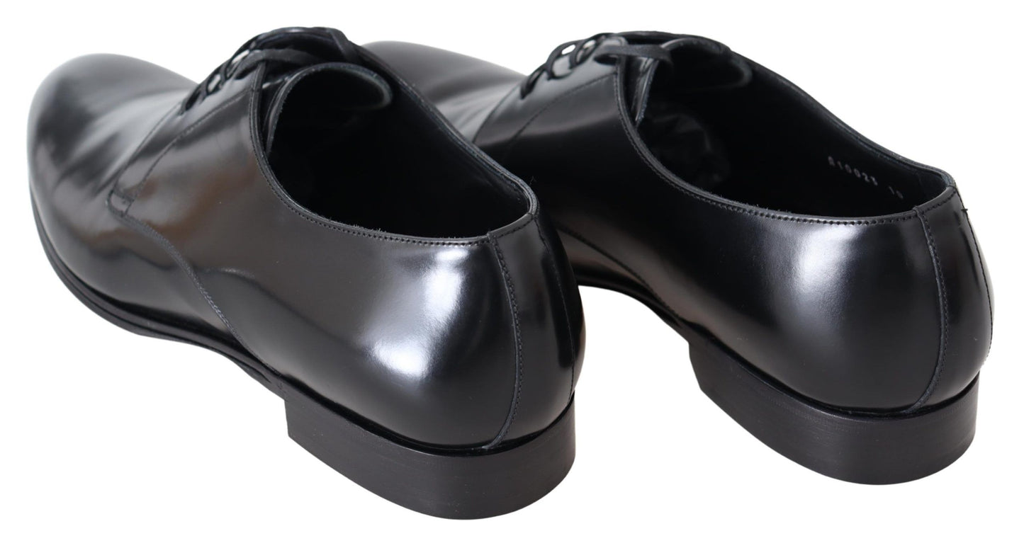 Dolce & Gabbana Elegant Black Leather Derby Dress Shoes